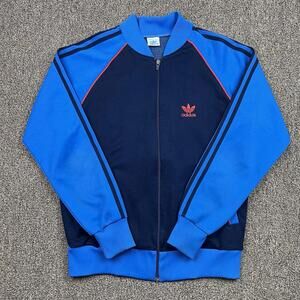 VTG Adidas 70’s Full Zip Blue Trefoil Track Jacket Men’s Sz Medium